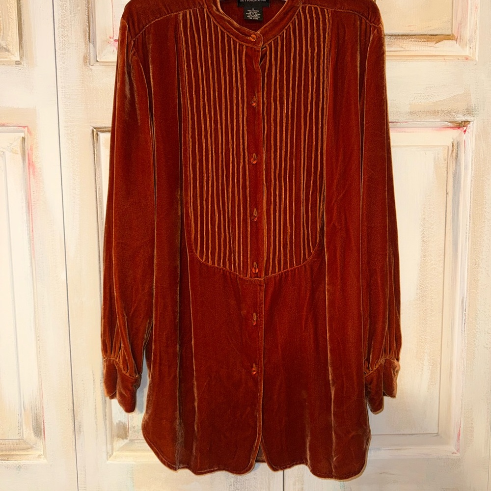 Sutton Studio Bohemian Burnt Orange Velvet Top